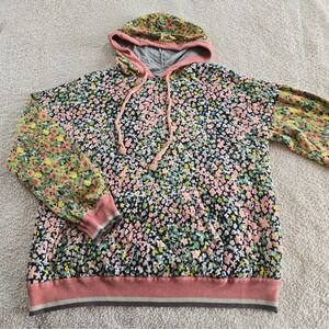 Conditions Apply Anthropologie Felicity Floral Hoodie Sweatshirt Quilted Sz L
